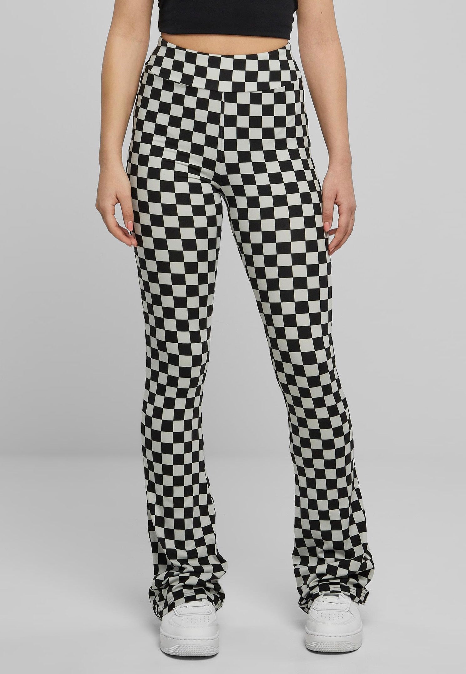 Urban Classics - Checked Boot Cut Black/Lightasphalt - Leggings | Women-Image