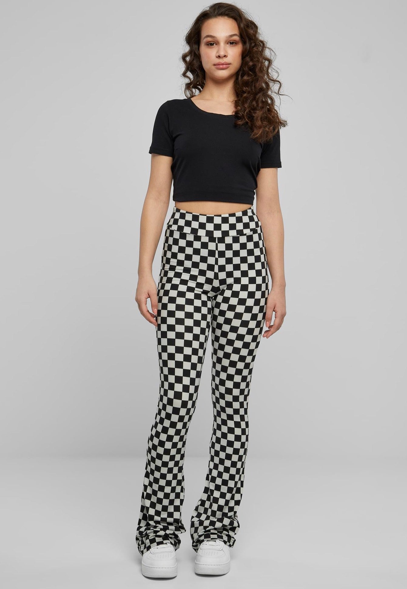 Urban Classics - Checked Boot Cut Black/Lightasphalt - Leggings | Women-Image