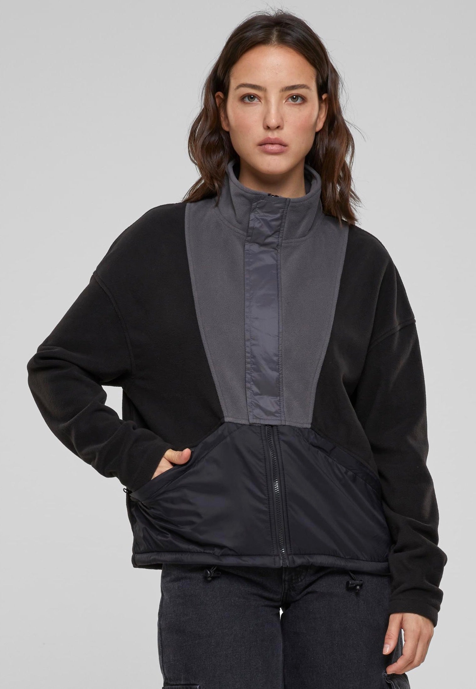 Urban Classics - Ladies Polarfleece Black/Darkshadow - Track Jacket | Women-Image