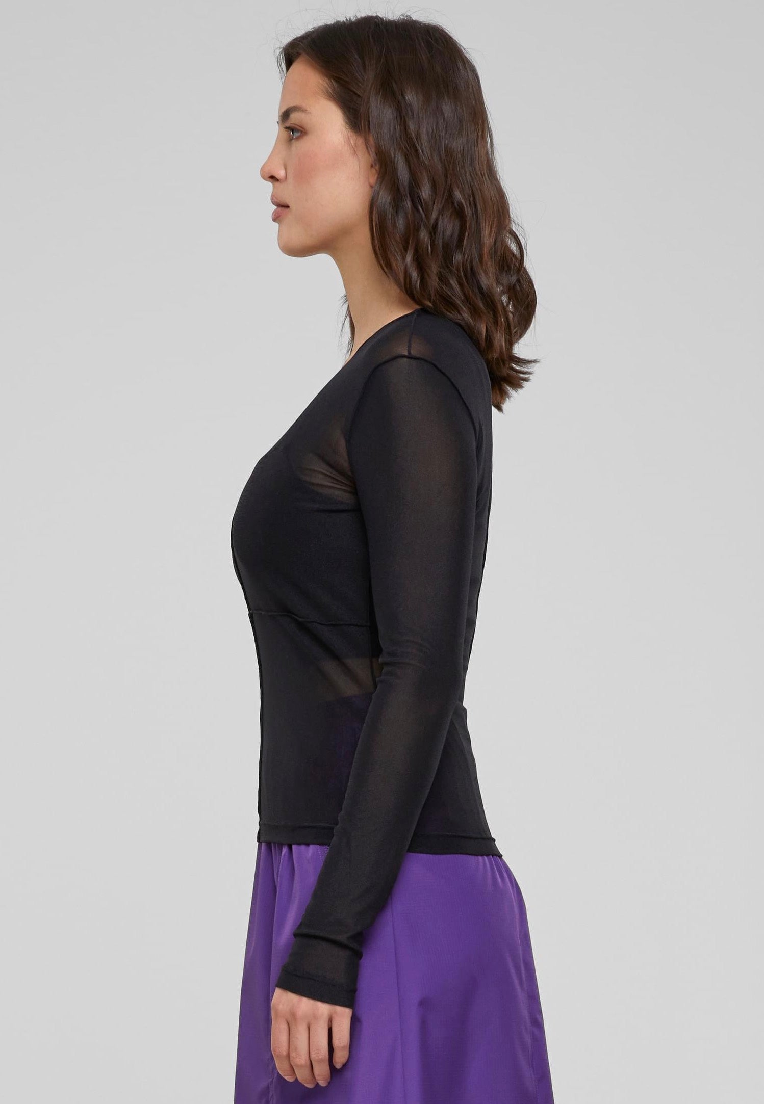 Urban Classics - Ladies Exposed Seam Mesh Black - Longsleeve | Women-Image