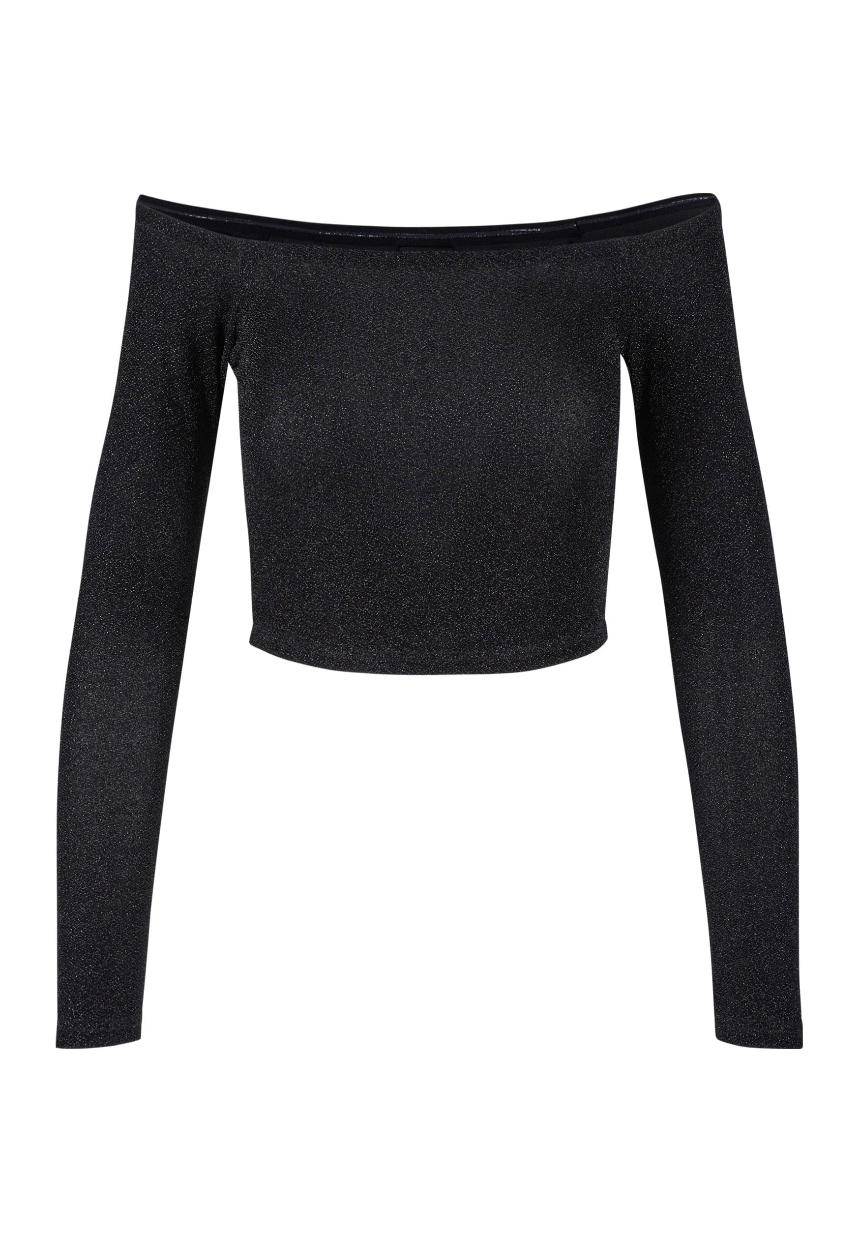 Urban Classics - Ladies Off Shoulder Glitter Black - Longsleeve | Women-Image