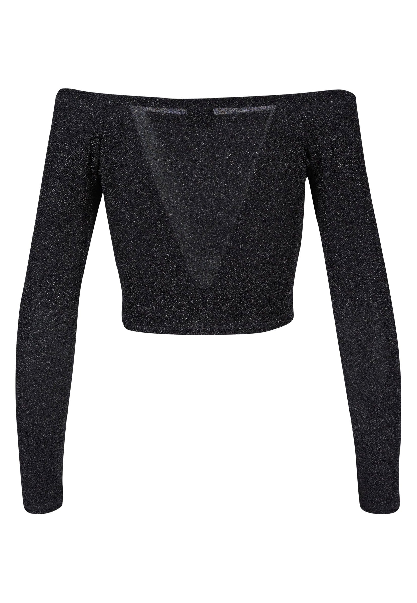 Urban Classics - Ladies Off Shoulder Glitter Black - Longsleeve | Women-Image