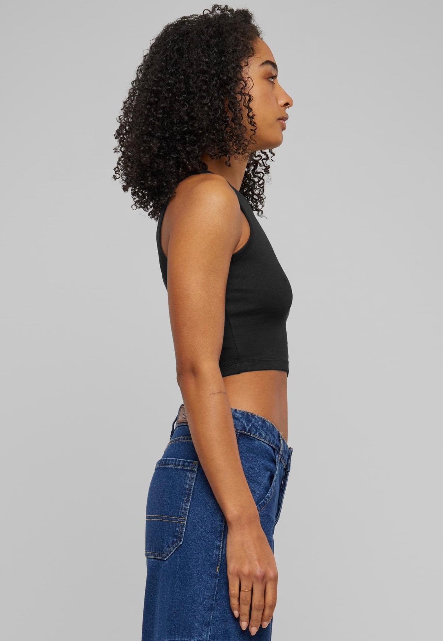 Urban Classics - Ladies Organic Cropped Rib Black - Top | Women-Image