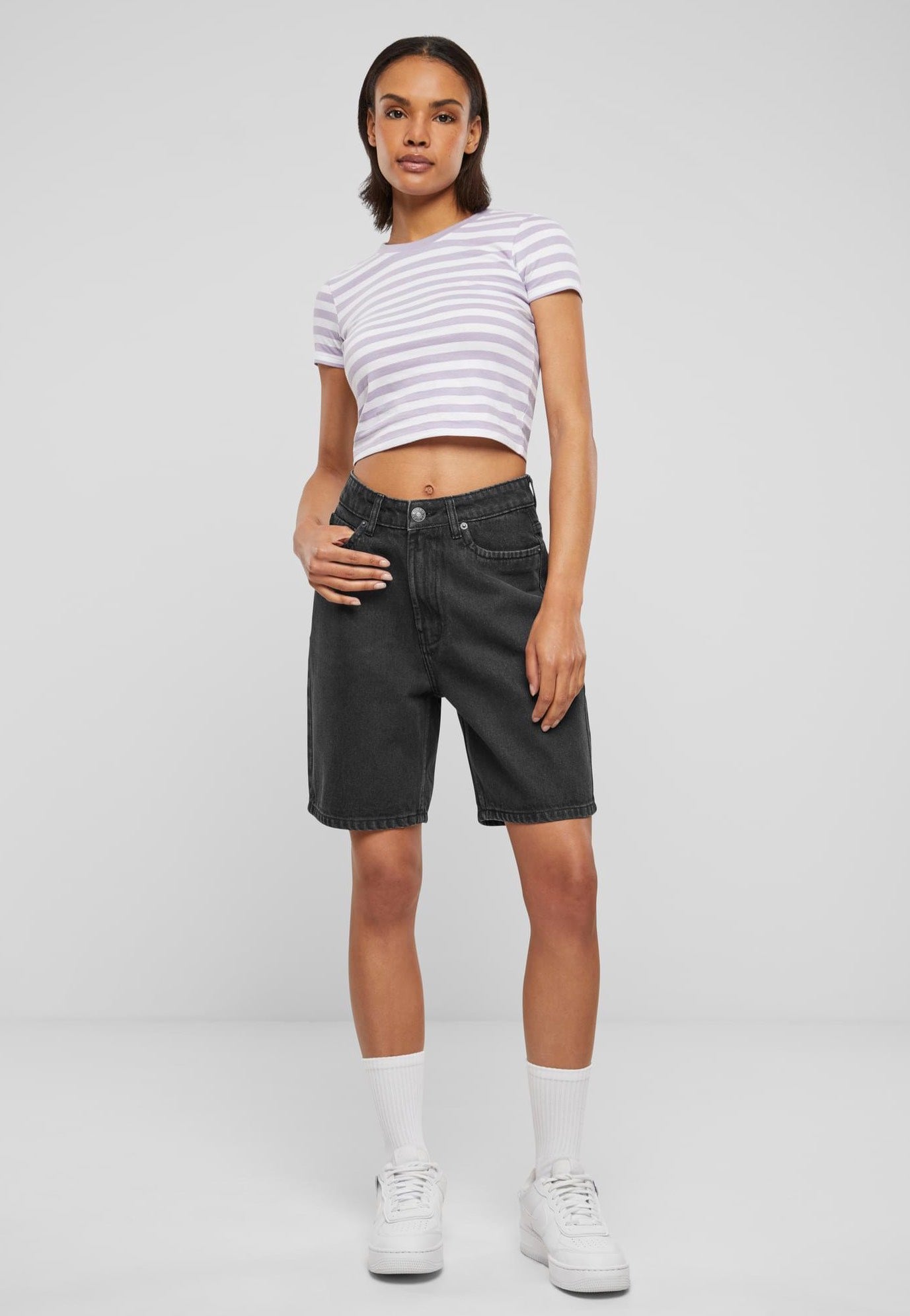 Urban Classics - Ladies 90‘s Bermuda Black Washed - Shorts | Women-Image