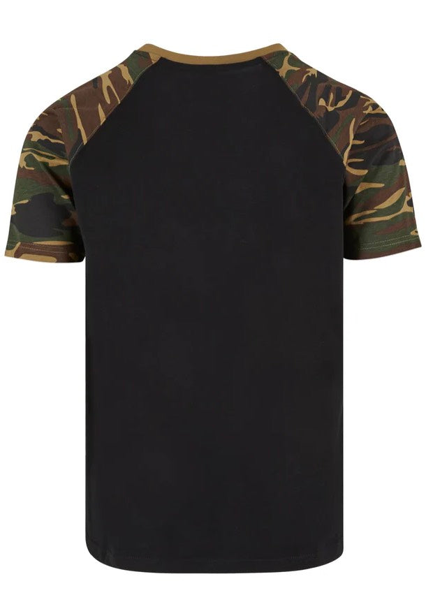 Urban Classics - Raglan Contrast Black/Woodcamo - T-Shirt | Men-Image