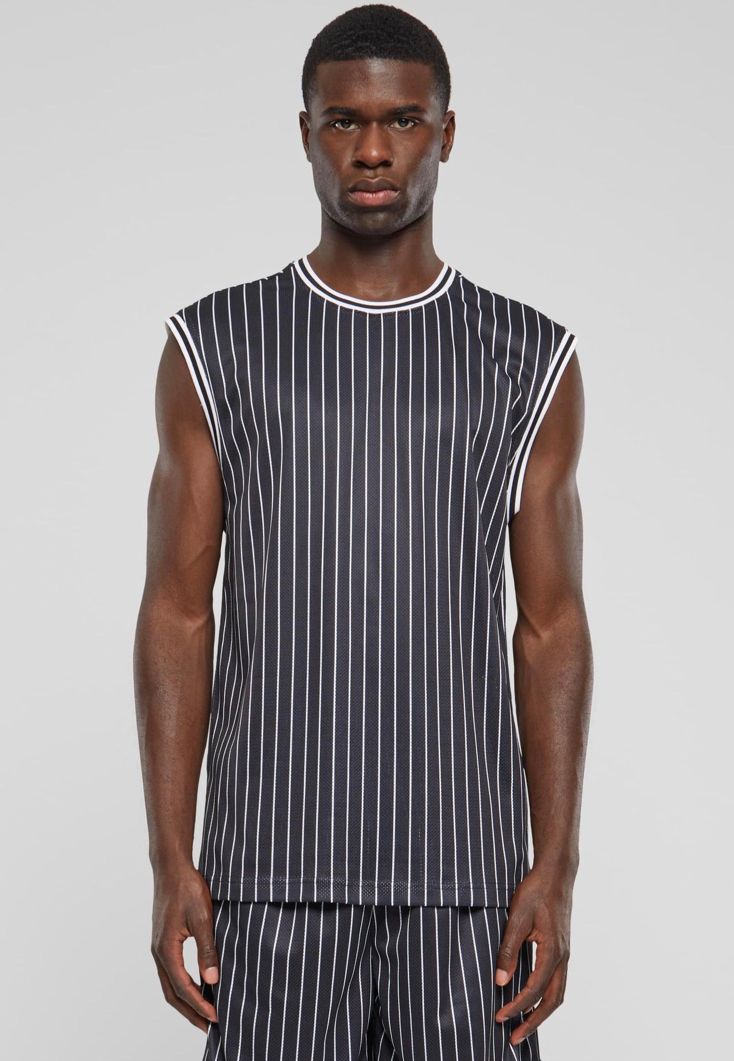 Urban Classics - Striped Mesh Black/White - Tank | Men-Image