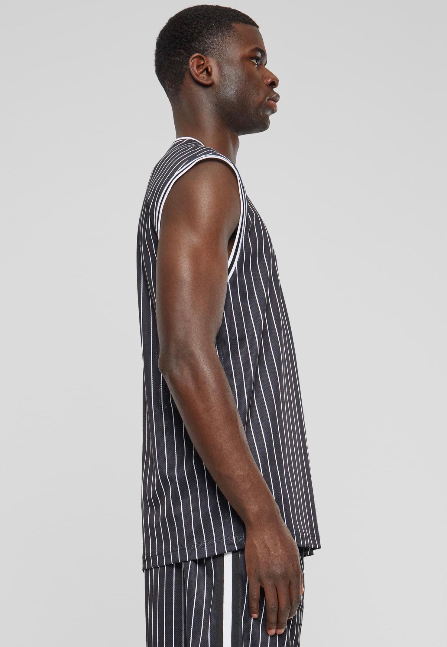 Urban Classics - Striped Mesh Black/White - Tank | Men-Image