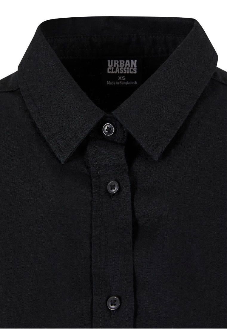 Urban Classics - Ladies Linen Mixed Oversized Black - Shirt | Women-Image