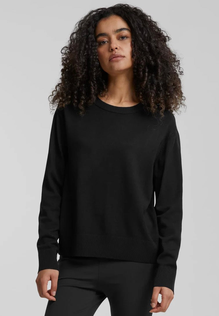 Urban Classics - Ladies Knitted Roundneck Black - Pullover | Women-Image