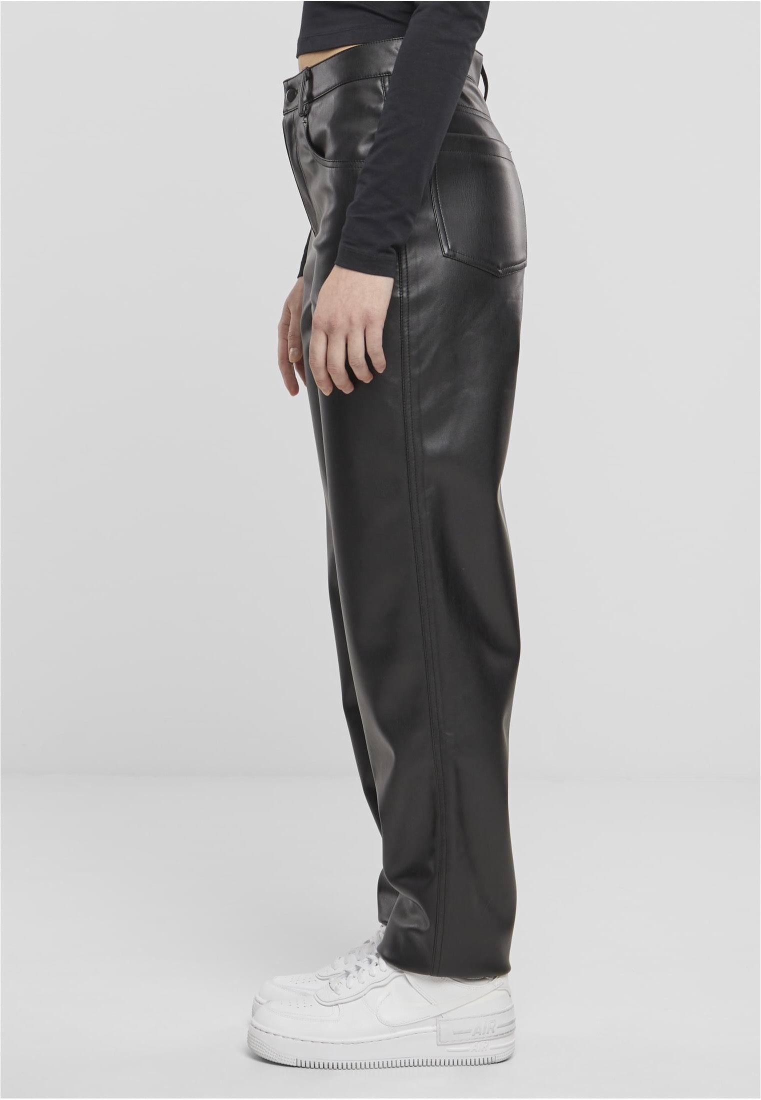 Urban Classics - Ladies Straight Leg Synthetic Leather Black - Pants | Women-Image