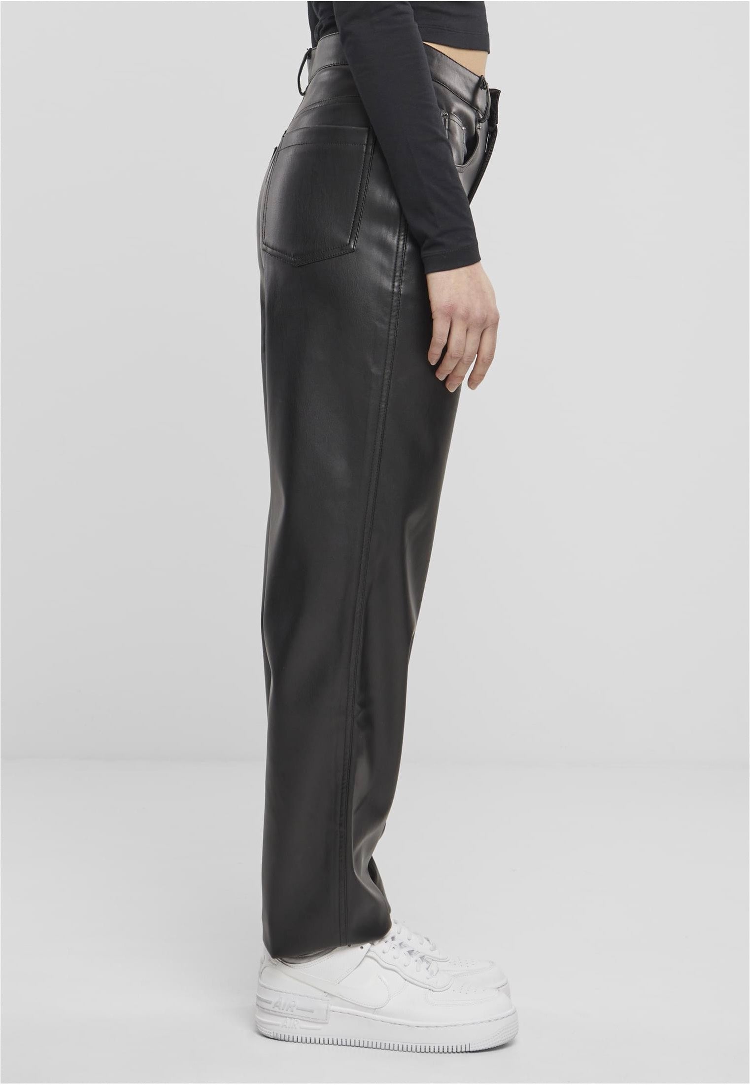 Urban Classics - Ladies Straight Leg Synthetic Leather Black - Pants | Women-Image