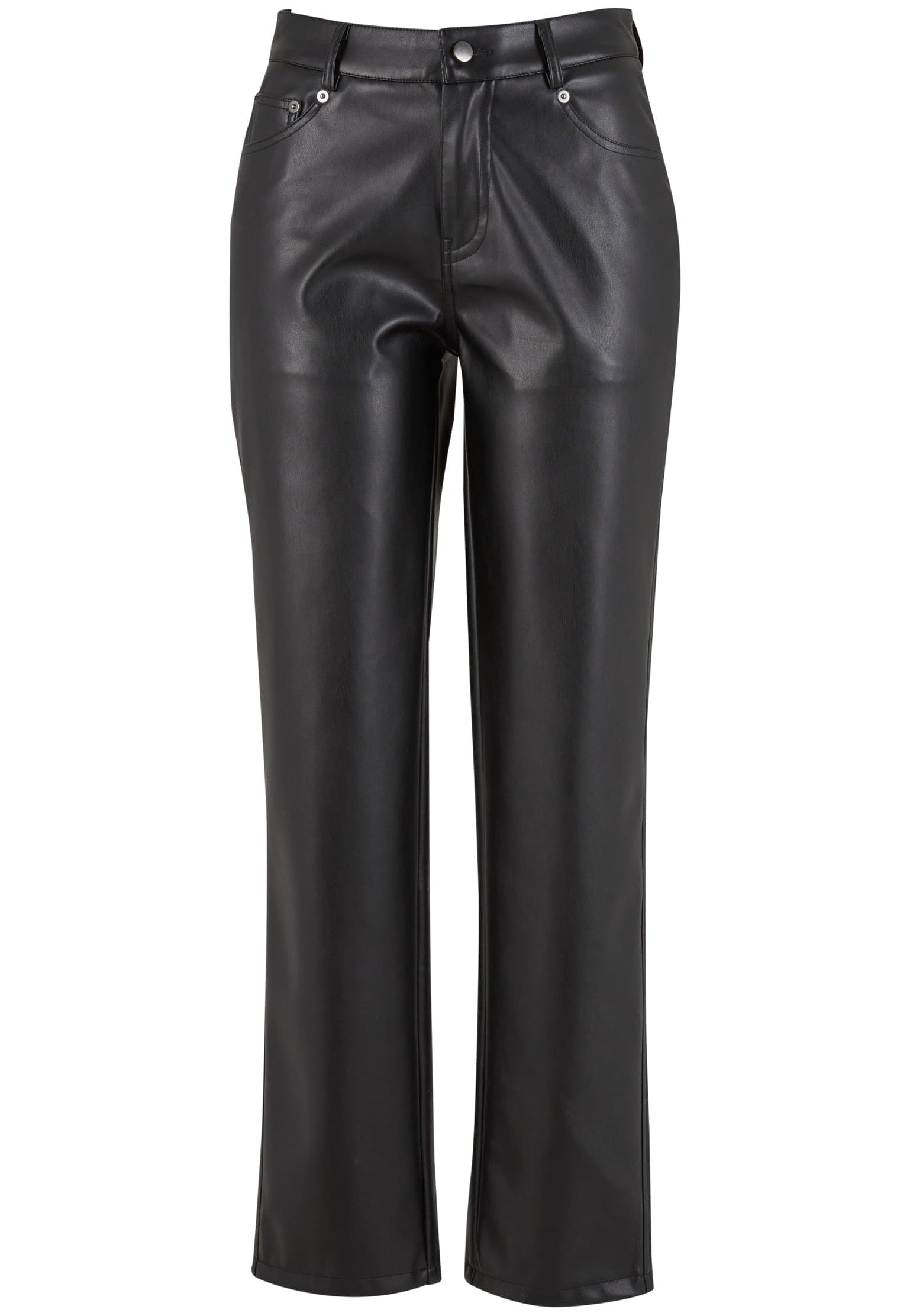 Urban Classics - Ladies Straight Leg Synthetic Leather Black - Pants | Women-Image