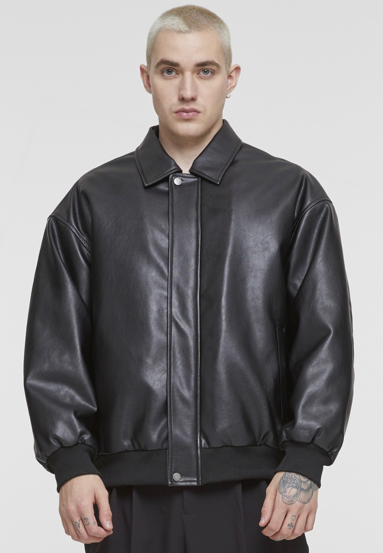 Urban Classics - Synthetic Leather Black - Leather Jacket | Men-Image