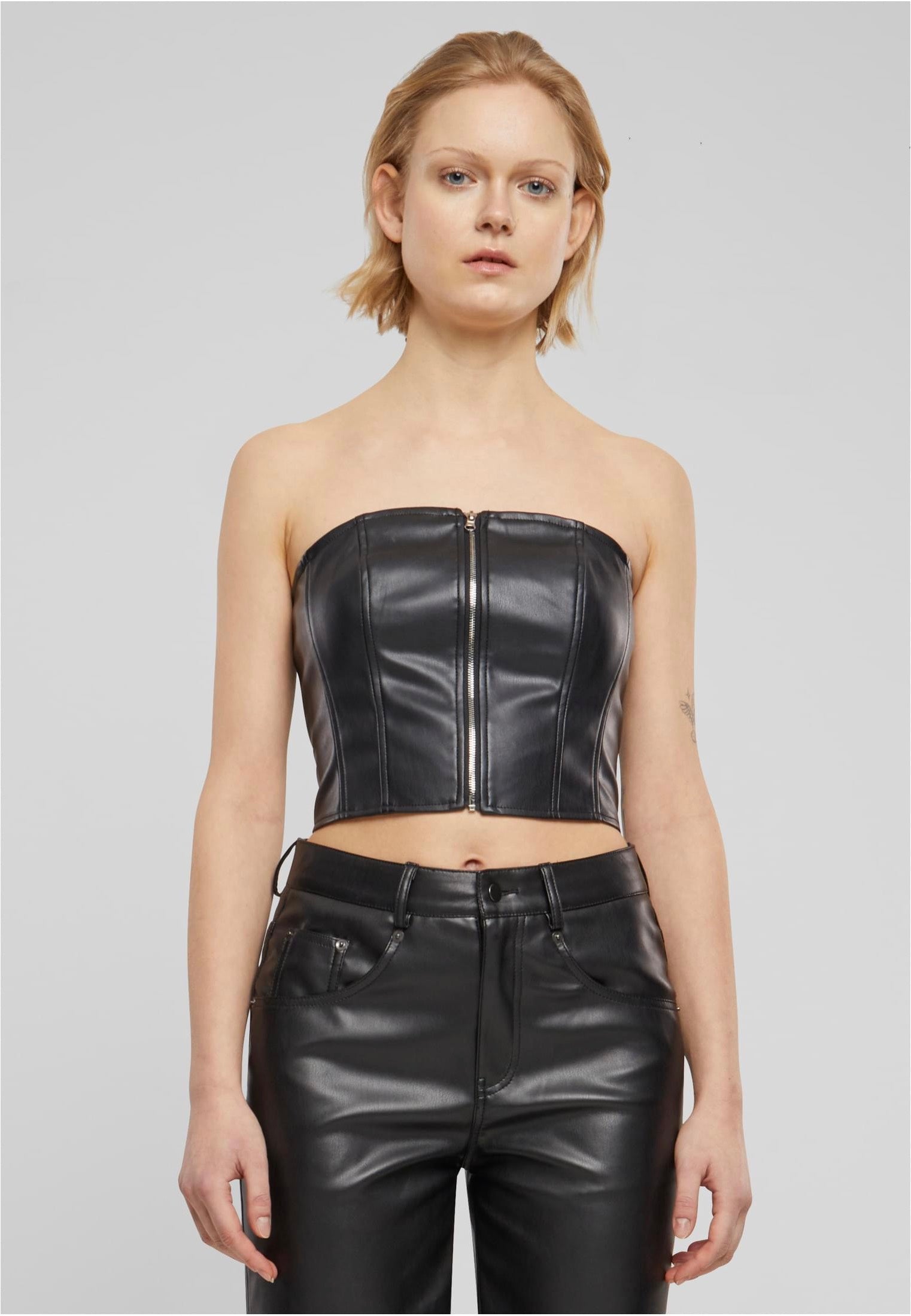 Urban Classics - Ladies Synthetic Leather Bandeau Black - Top | Women-Image