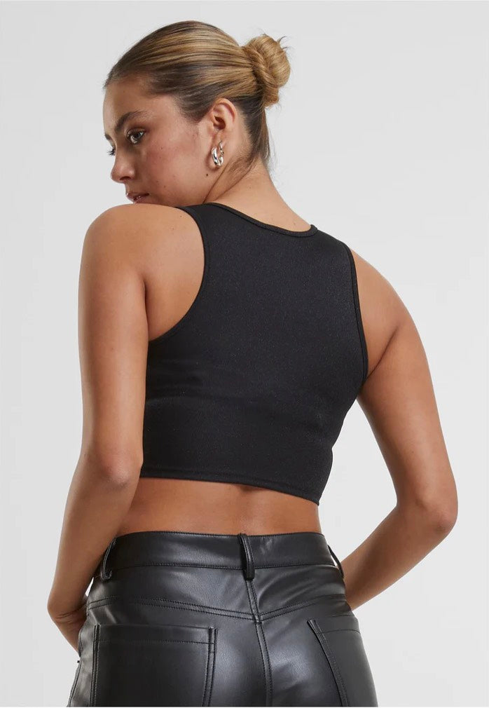 Urban Classics - Ladies Glitter Cropped Black - Top | Women-Image