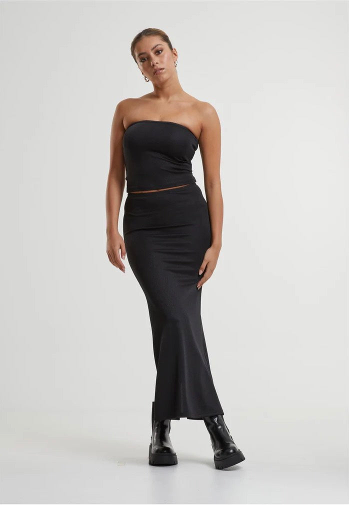 Urban Classics - Ladies Glitter Maxi Black - Skirt | Women-Image