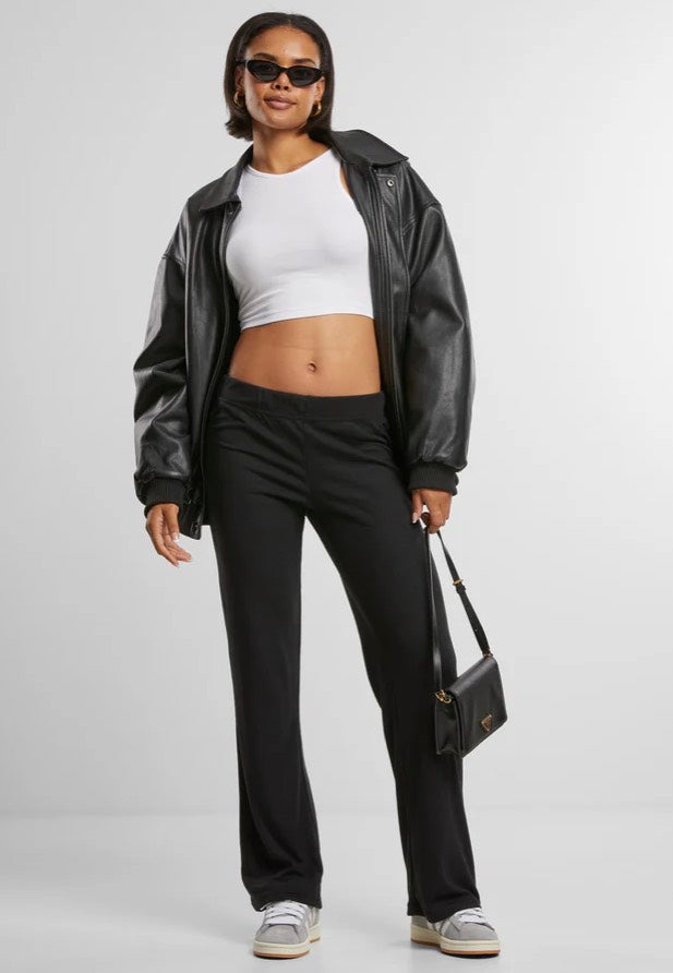 Urban Classics - Ladies Rib Black - Pants | Women-Image