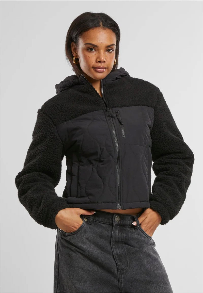 Urban Classics - Ladies Sherpa Crinkle Nylon Mix Black/Black - Jacket | Women-Image