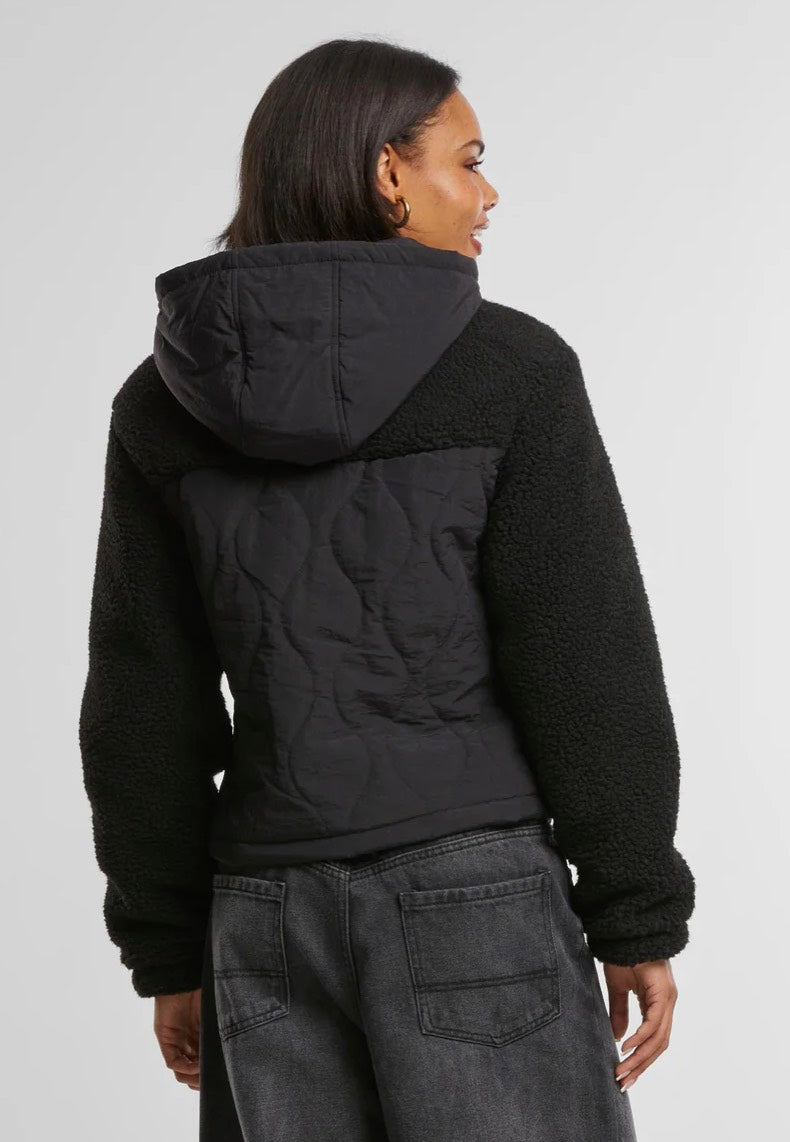 Urban Classics - Ladies Sherpa Crinkle Nylon Mix Black/Black - Jacket | Women-Image