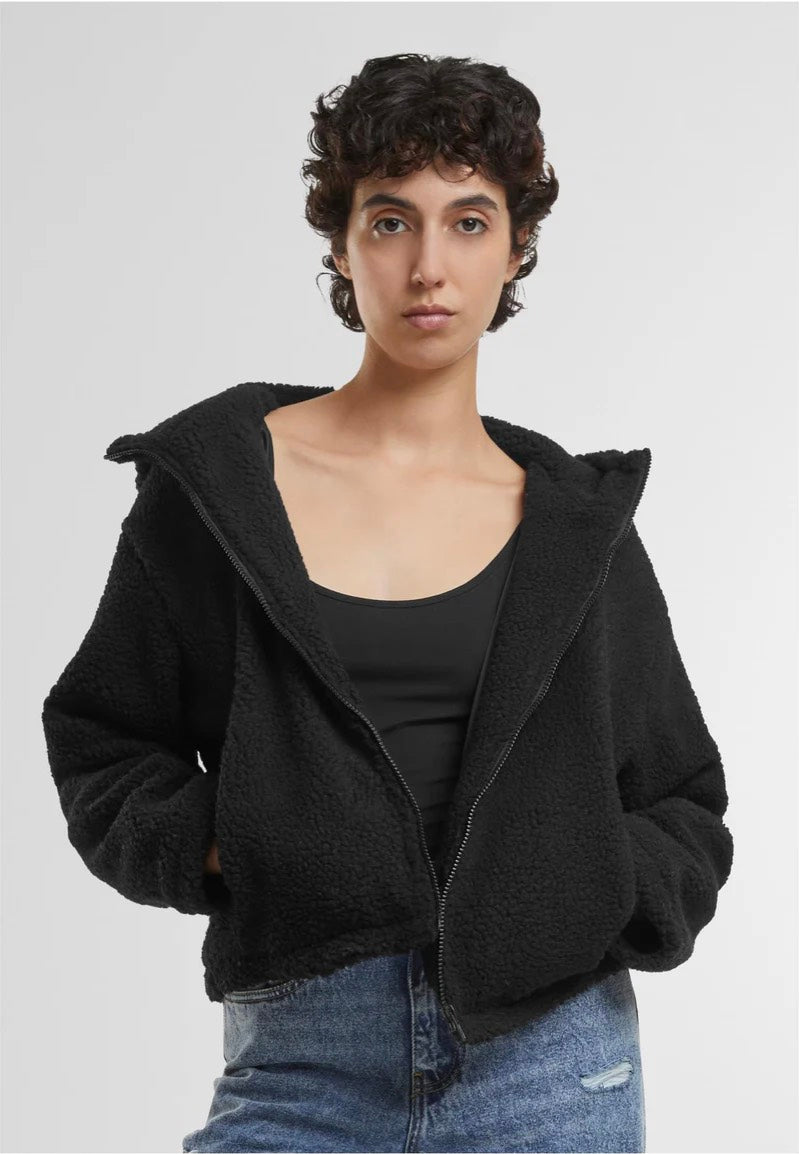 Urban Classics - Ladies Short Hooded Sherpa Black - Jacket | Women-Image