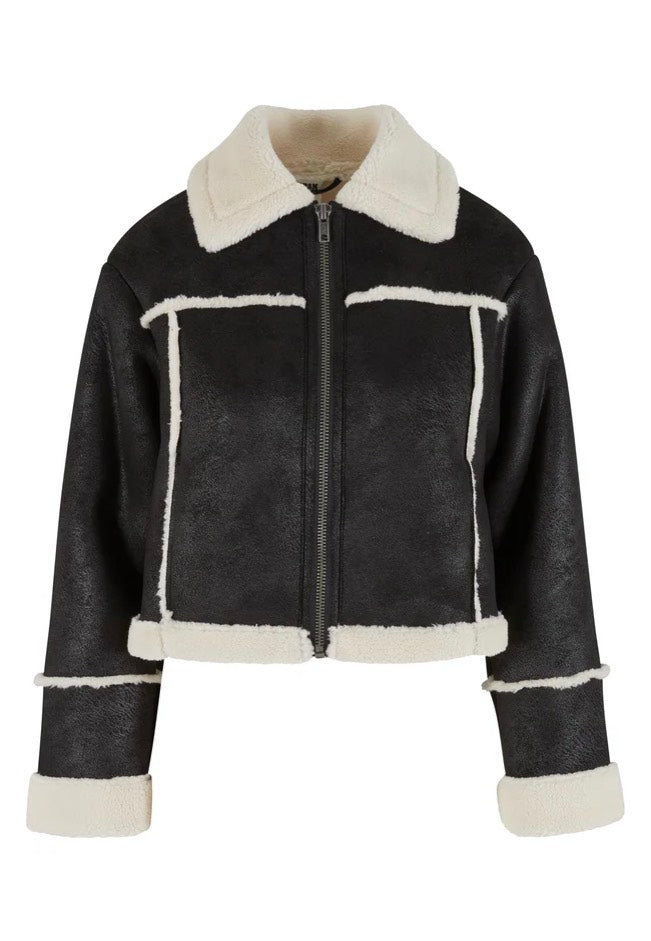 Urban Classics - Ladies Shearling Black/Whitesand - Jacket | Women-Image