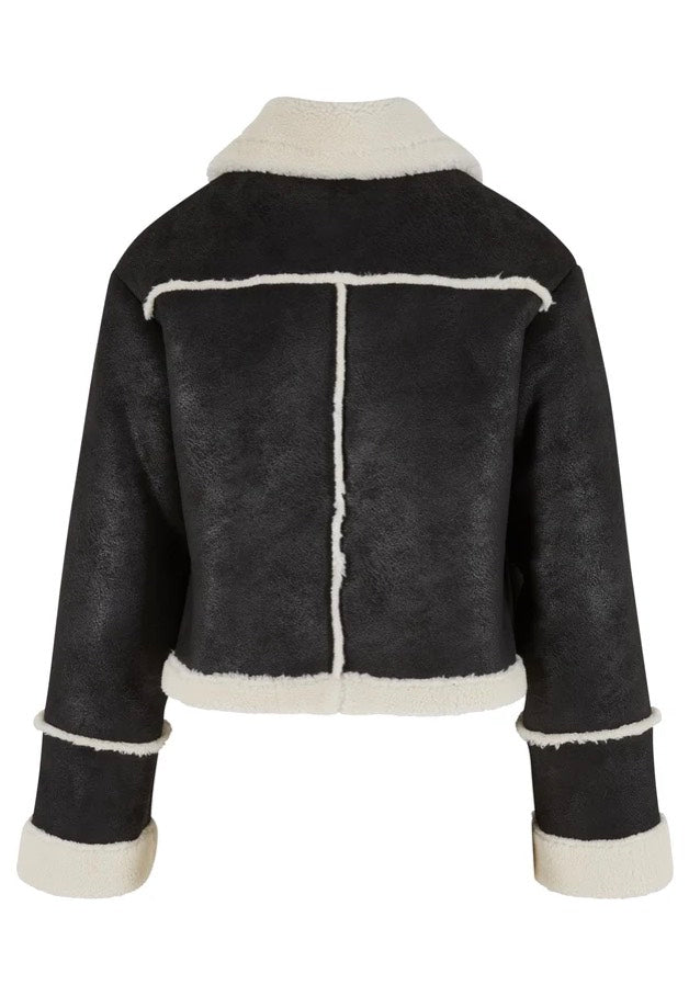 Urban Classics - Ladies Shearling Black/Whitesand - Jacket | Women-Image