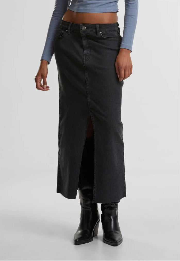 Urban Classics - Ladies High Slit Black Washed - Skirt | Women-Image