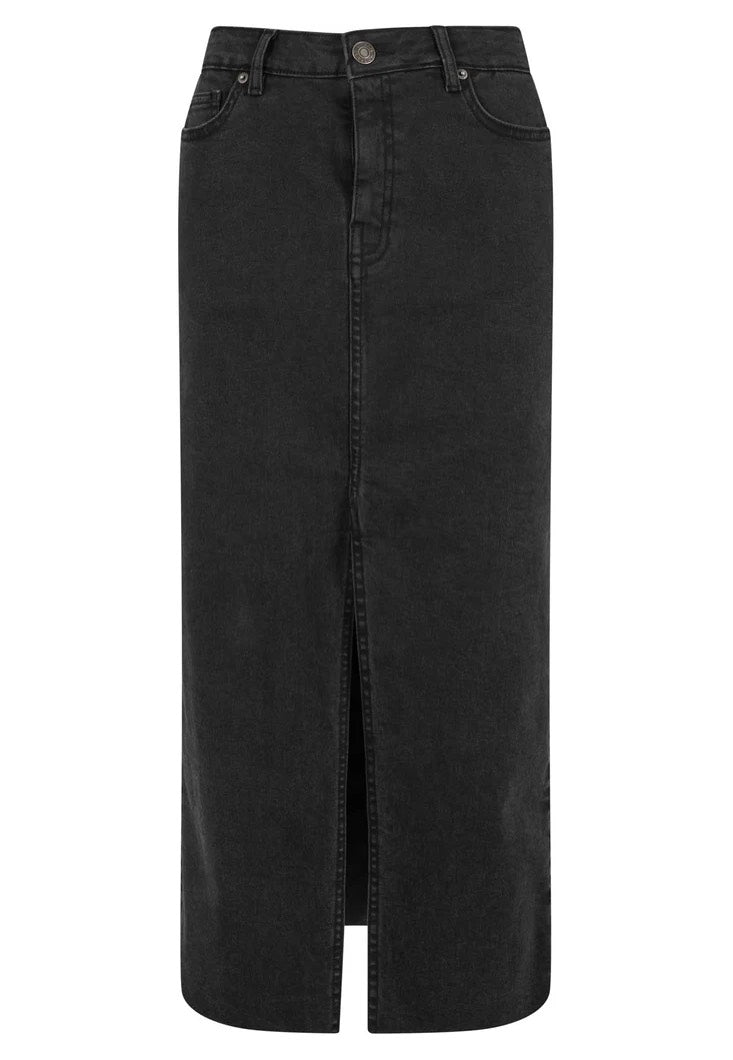 Urban Classics - Ladies High Slit Black Washed - Skirt | Women-Image