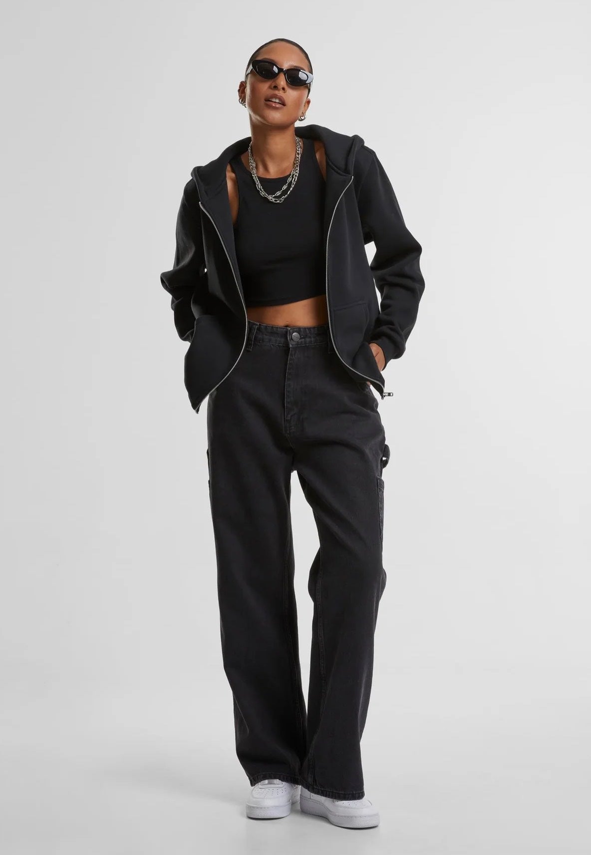 Urban Classics - Ladies Fluffy Zip Black - Zipper | Women-Image