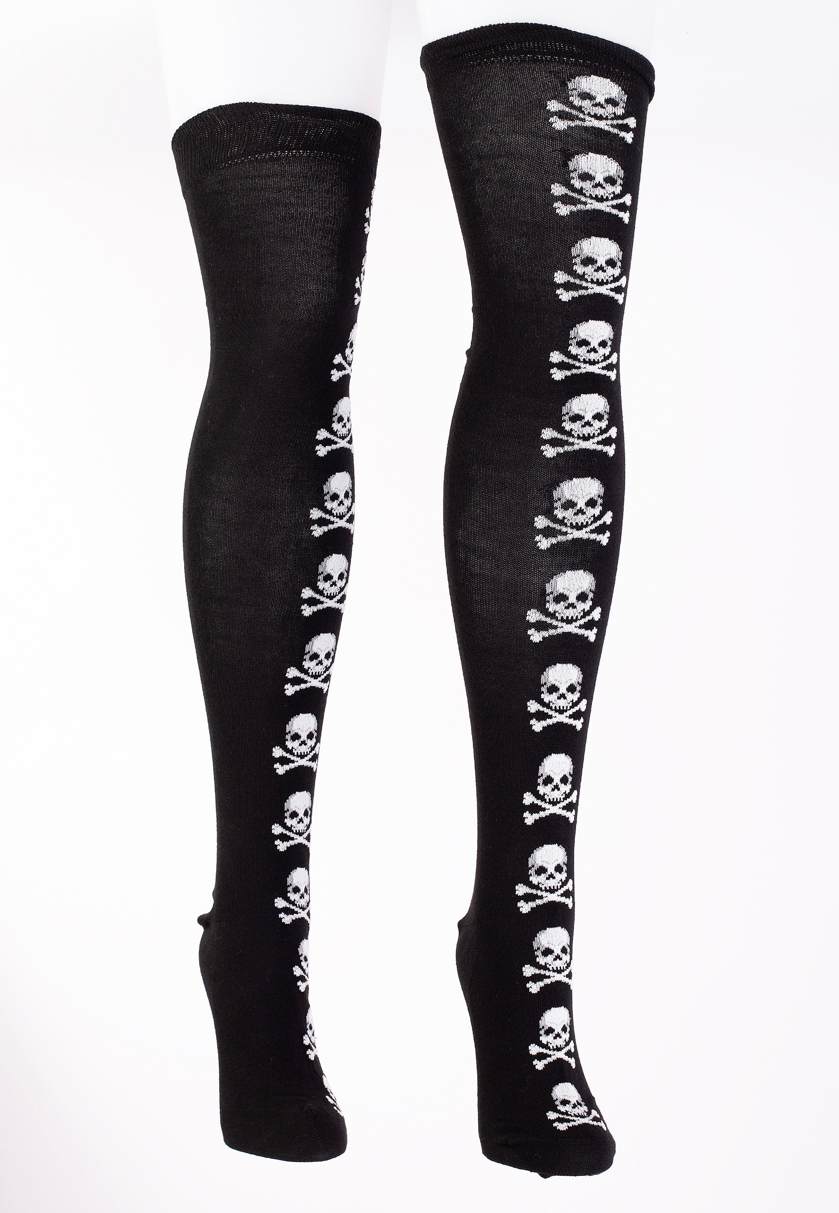 Pamela Mann - Over Knee Socks Skull and Crossbones Black/White - Socks | Women-Image