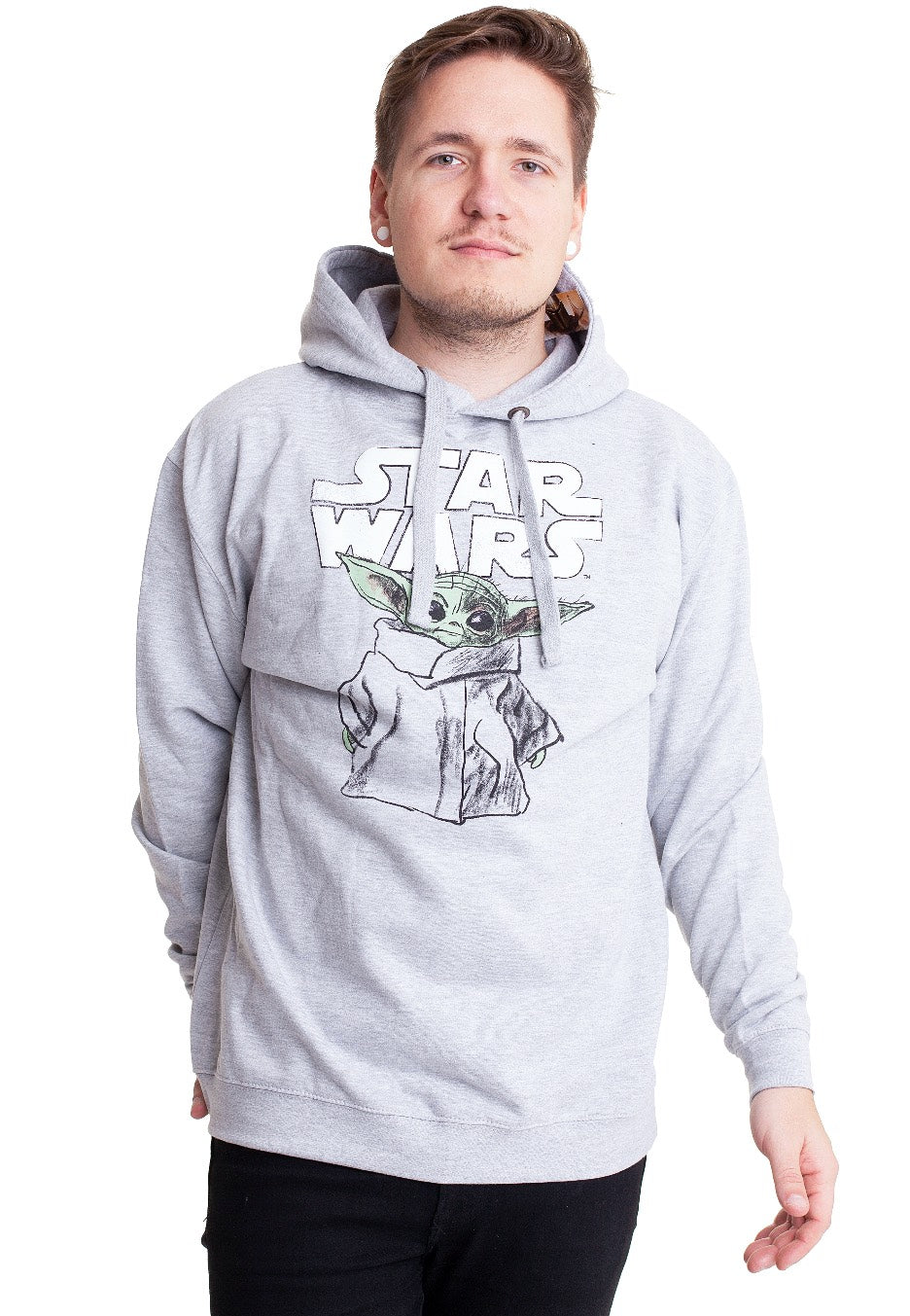 The Mandalorian - The Child Sketch Heather Grey - Hoodie | Men-Image