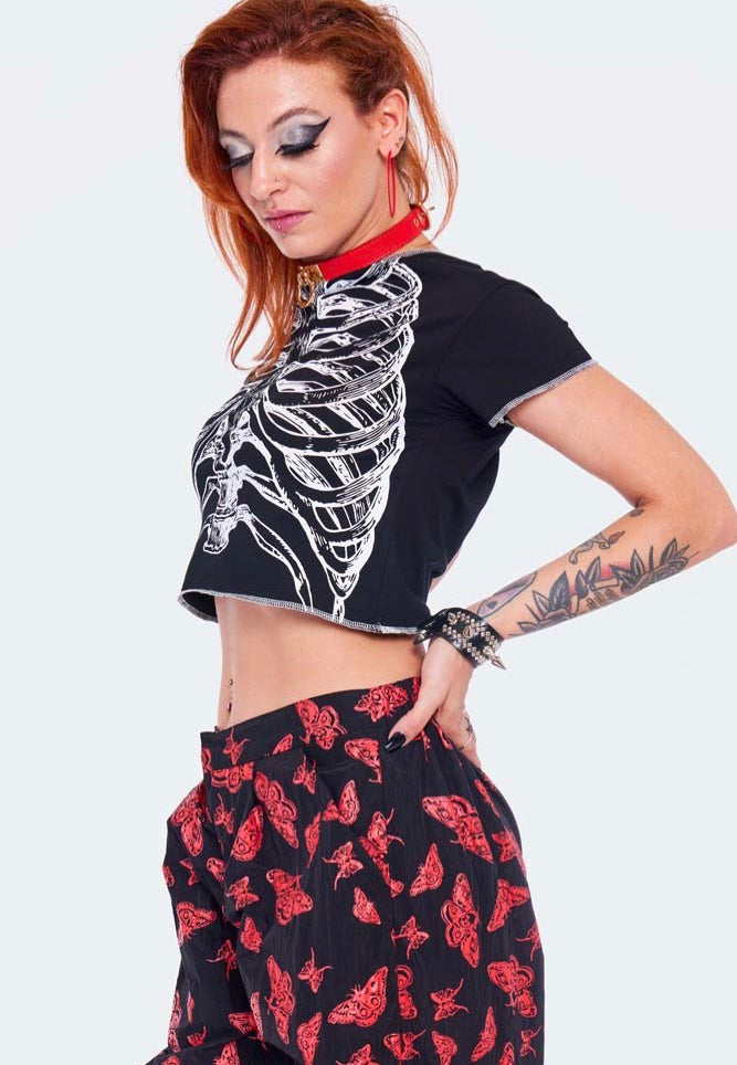 Jawbreaker - Ribs Printed Cropped Black - T-Shirt | Women-Image