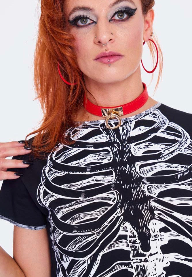 Jawbreaker - Ribs Printed Cropped Black - T-Shirt | Women-Image