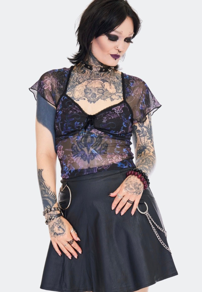 Jawbreaker - Night Crow Printed Mesh Black - Top | Women-Image