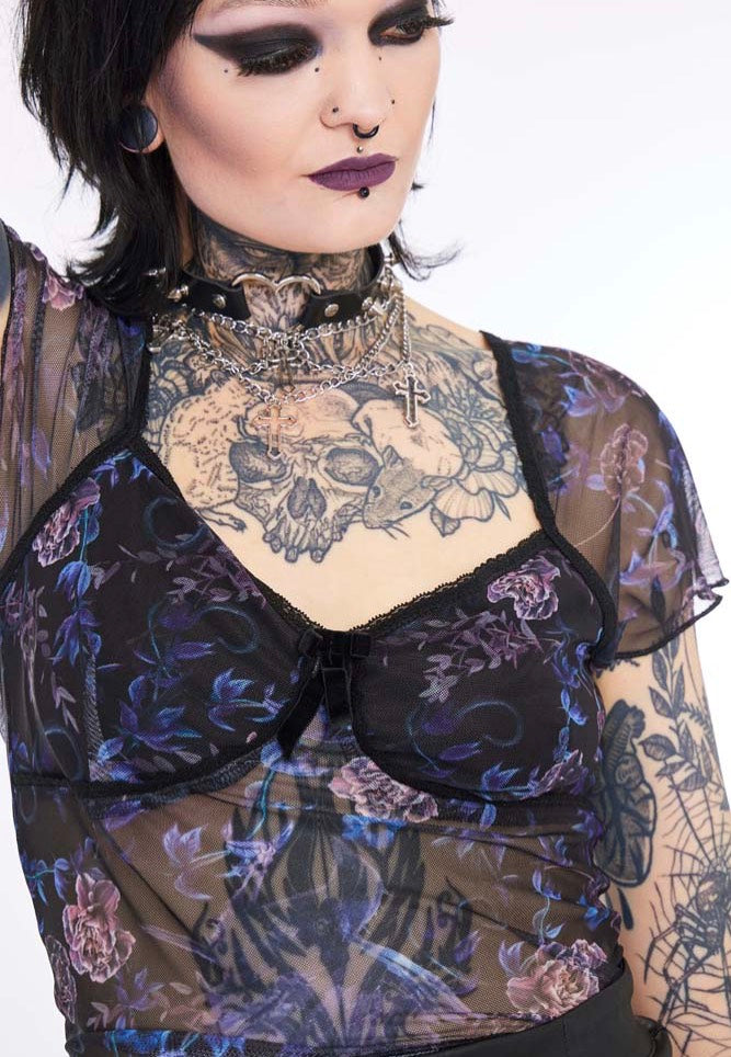 Jawbreaker - Night Crow Printed Mesh Black - Top | Women-Image