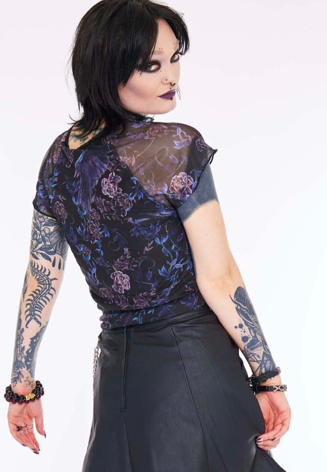 Jawbreaker - Night Crow Printed Mesh Black - Top | Women-Image