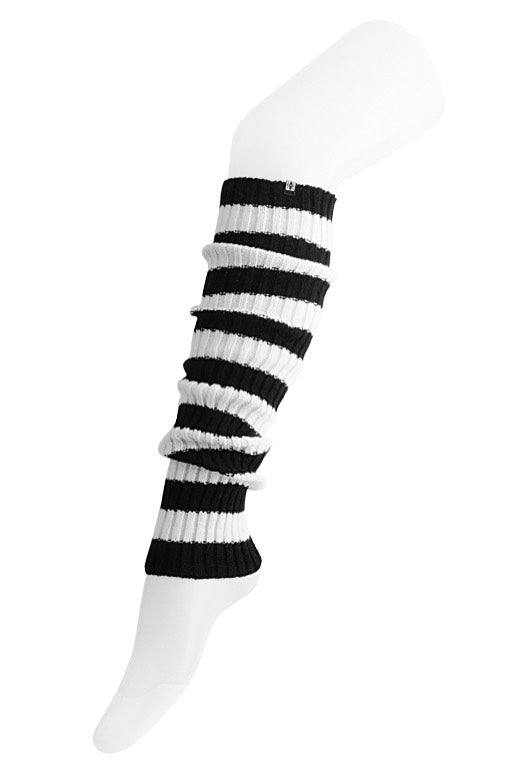 T.U.K. - Legging Black White Stripe Knit - Legwarmer | Neutral-Image