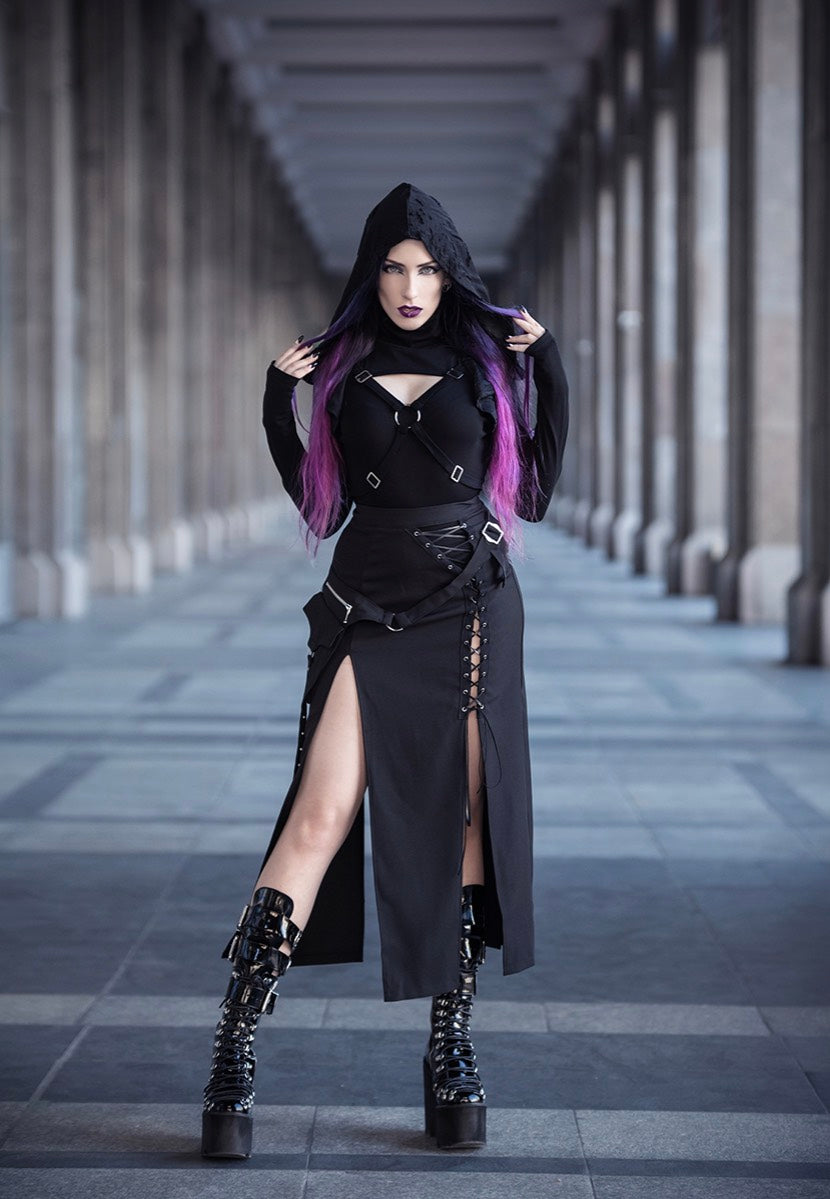 Dark In Love - Punk Sexy Slit Irregular Black - Skirt | Women-Image