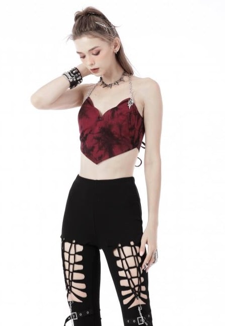 Dark In Love - Punk Dye Heart Shape Crop Red - Top | Women-Image