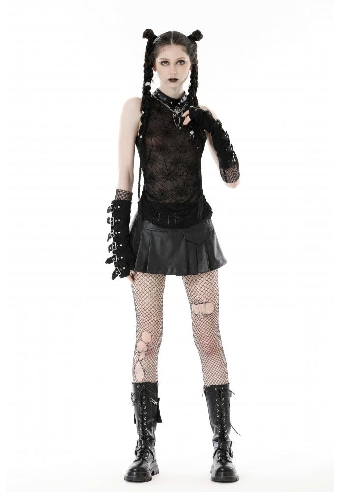 Dark In Love - Punk Spider Mesh Sleeveless - Top | Women-Image