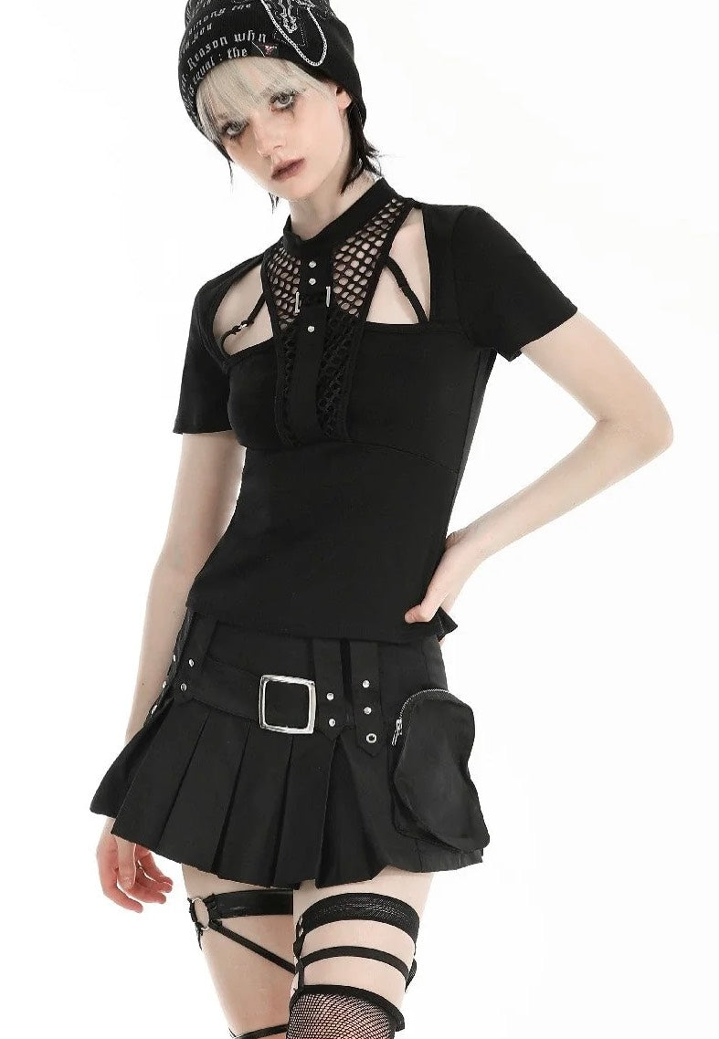 Dark In Love - Punk Hollow Sexy Mesh Black - Top | Women-Image