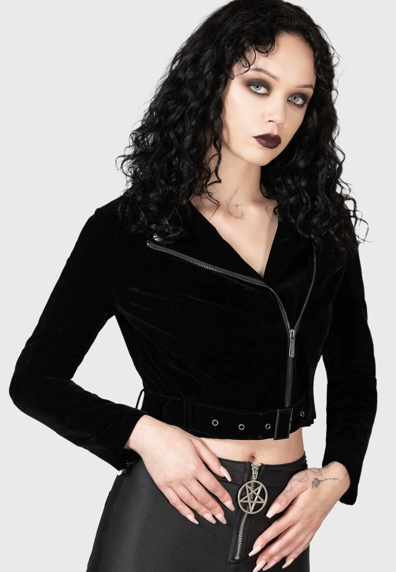 Killstar - Twilight Goddess Crop Biker Black - Jacket | Women-Image