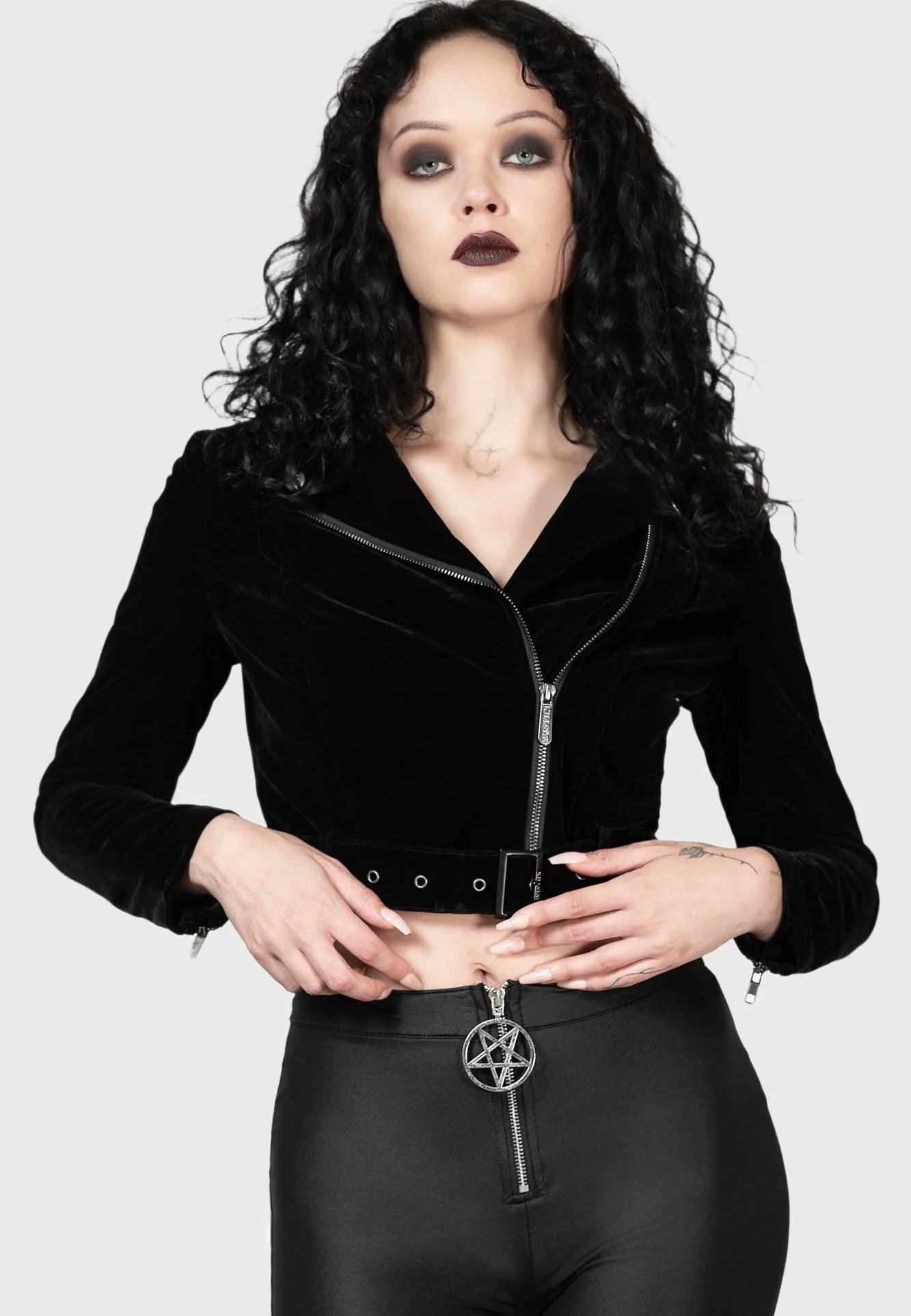 Killstar - Twilight Goddess Crop Biker Black - Jacket | Women-Image