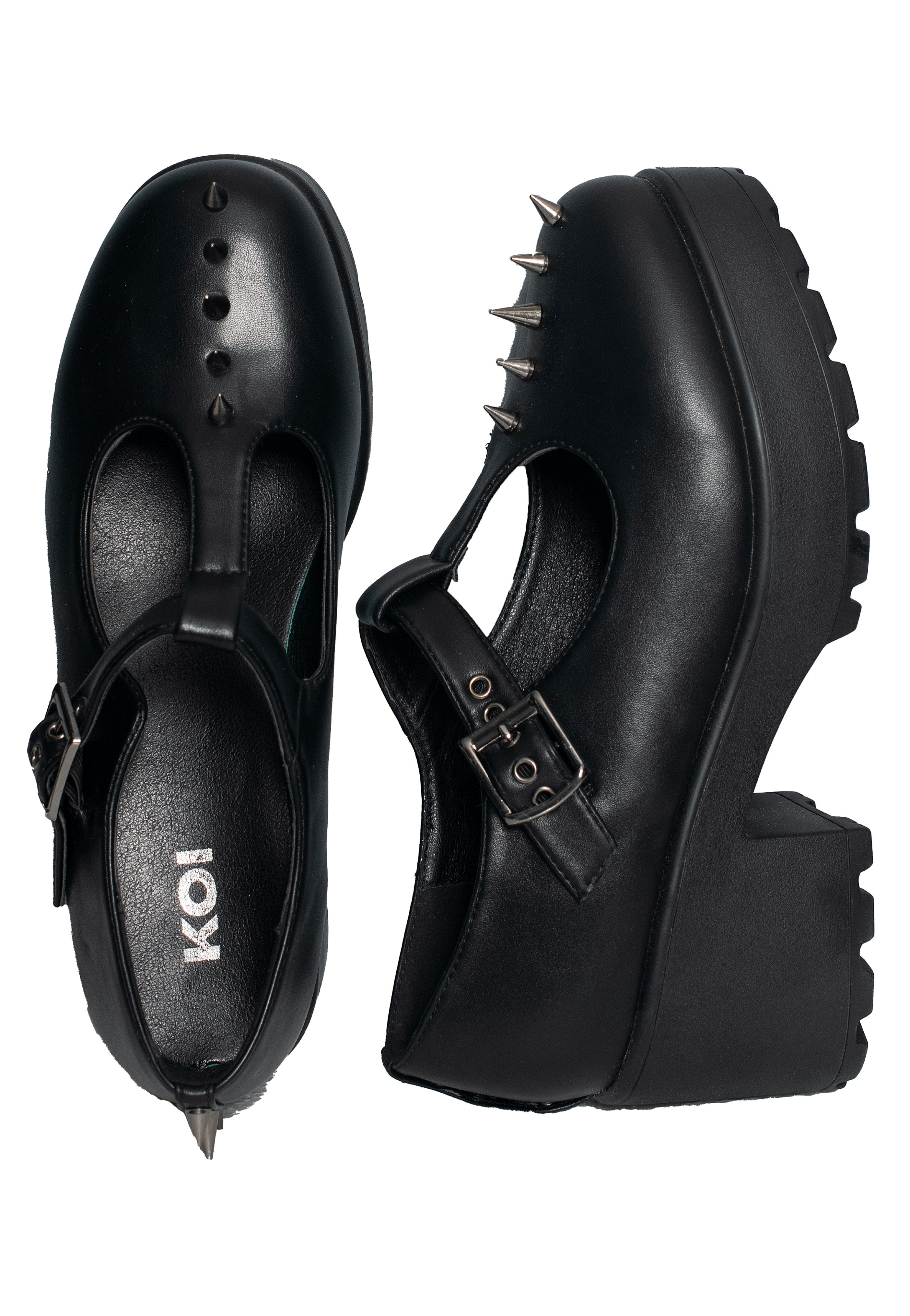 Koi Footwear - Sai Spike Mary Janes Deranged Gloom Edition Black - Girl Shoes | Women-Image