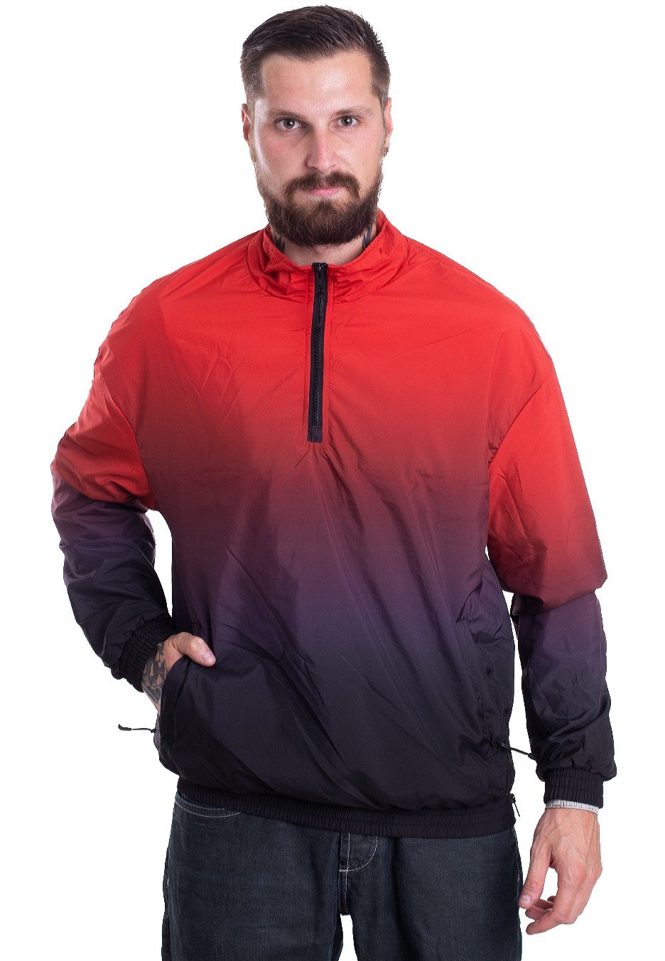 Urban Classics - Gradient Pull Over Jacket Black/Red - Jacket | Men-Image