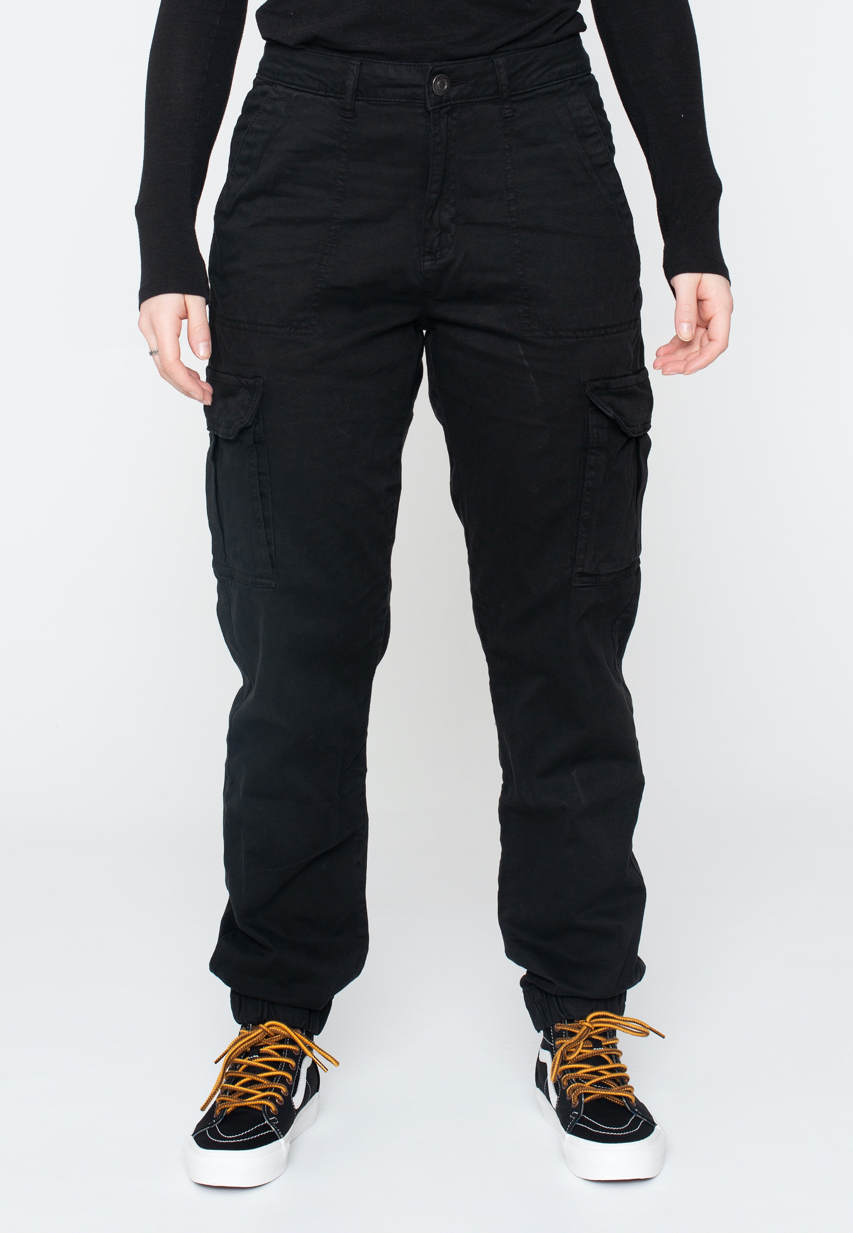 Urban Classics - Ladies Cotton Twill Utility Black - Pants | Women-Image