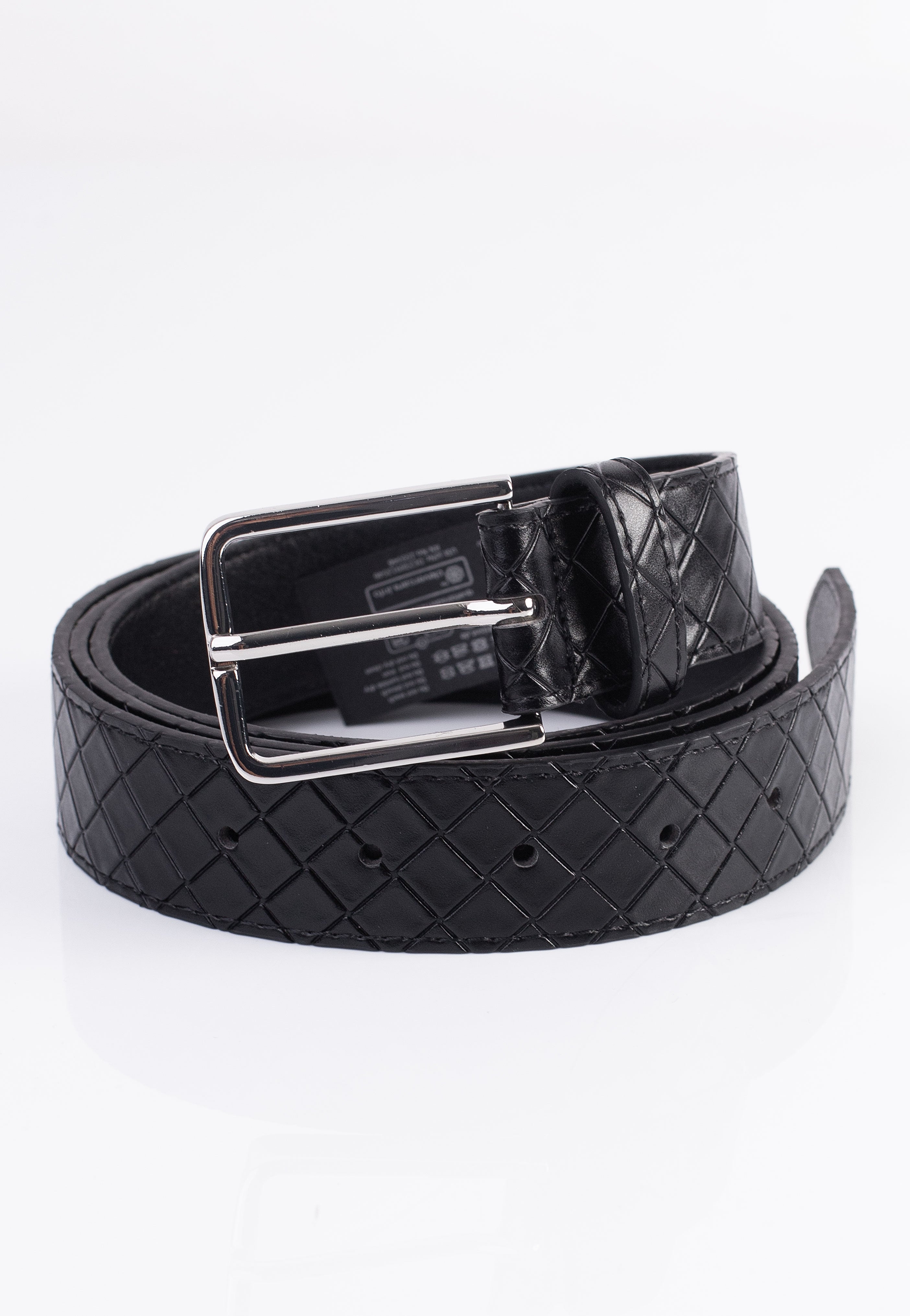 Urban Classics - Woven Embossed Synthetic Leather Black/Silver - Belt | Neutral-Image