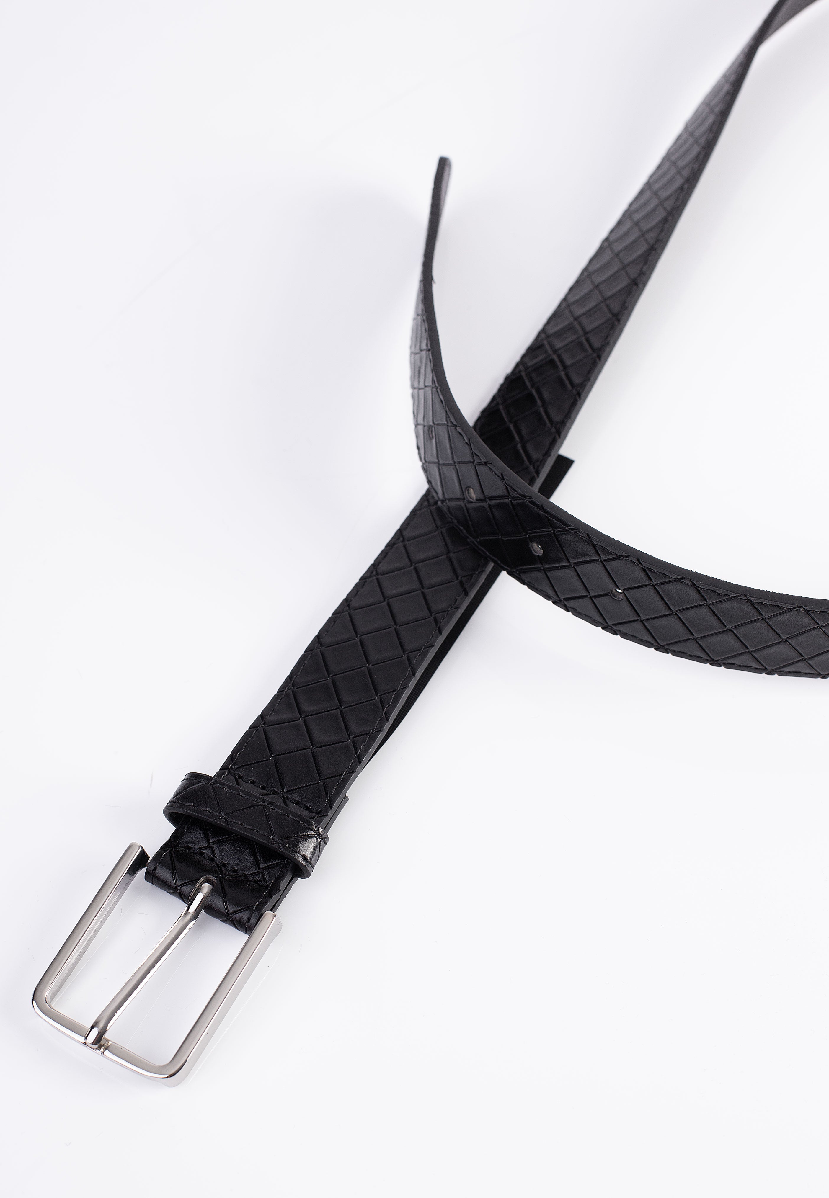 Urban Classics - Woven Embossed Synthetic Leather Black/Silver - Belt | Neutral-Image