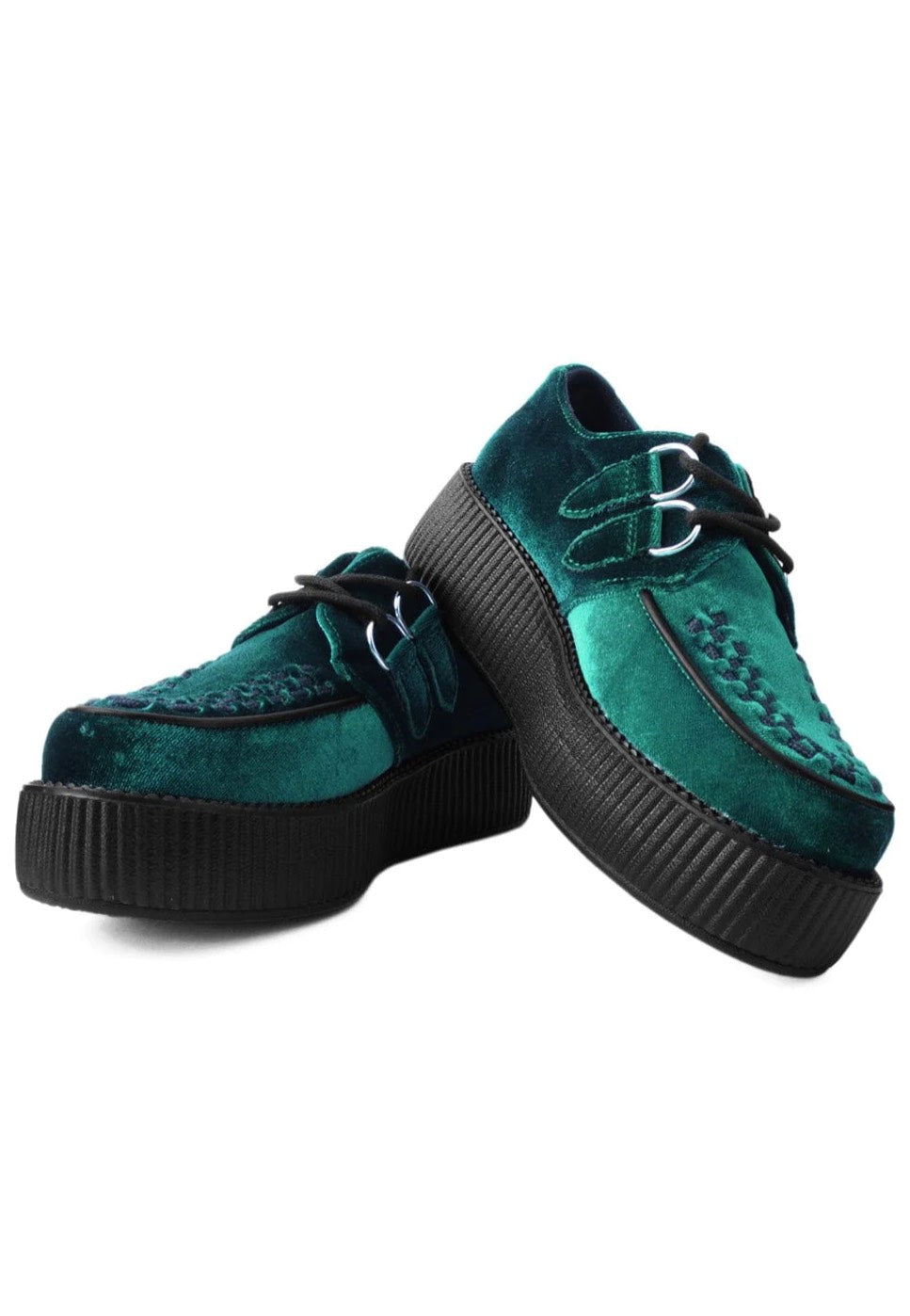 T.U.K. - Viva Mondo Creeper Emerald Green Velvet - Girl Shoes | Women-Image