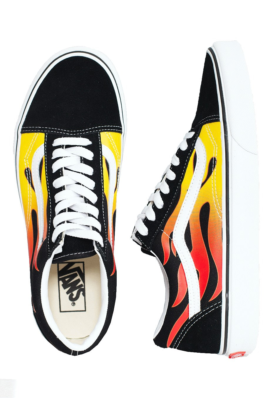 Vans - Old Skool (Flame) Black/Black/True White - Shoes | Men-Image